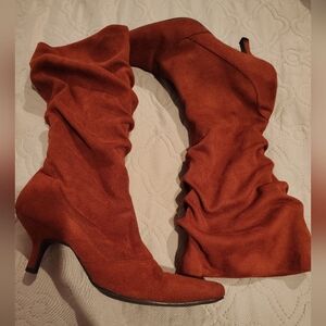 Burgundy Suede Slouchy Boots Size 7